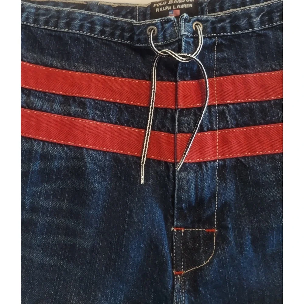 Polo Jeans Ralph Lauren Mens Vintage Y2K Baggy Denim Board Shorts Jorts Size XL
